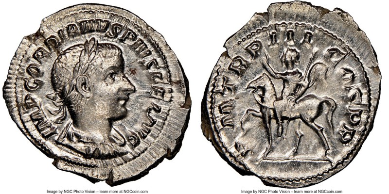 Gordian III (AD 238-244). AR denarius (22mm, 3.26 gm, 7h). NGC MS 4/5 - 4/5. Rom...