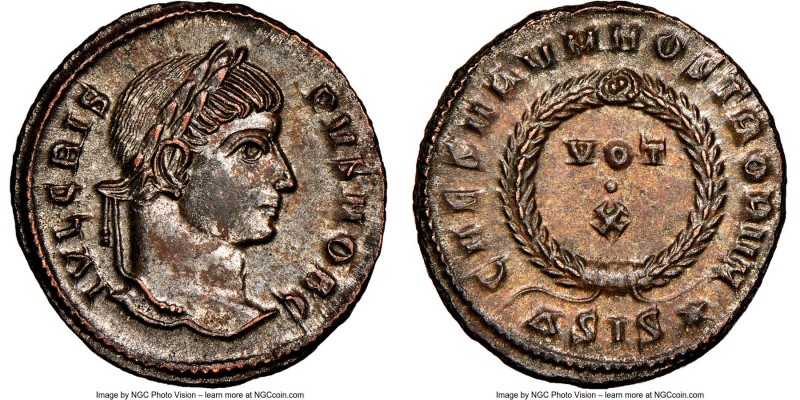 Crispus (AD 316-326). AE3 or BI nummus (19mm, 3.09 gm, 1h). NGC MS 5/5 - 4/5, Si...