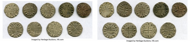 Principality of Antioch 9-Piece Lot of Uncertified Bohemond Era "Helmet" Deniers...