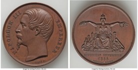 Napoleon III bronze "Universal Exposition" Medal 1855 UNC, Divo-Unl. 50.2mm. 63.19gm. By Caque. NAPOLEON III EMPEREUR his bare head left / EXPOSITION ...