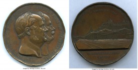 Prussia. Wilhelm I bronze "Opening of the Rheinbahn from Mainz to Cologne" Medal 1859 XF (Edge Damage), Marienburg-5547. 69.6mm. 162.5gm. By J. Wiener...