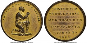 Middlesex. Political gilt-copper "Anti-Slavery" Penny Token ND (1790's) XF Details (Obverse Scratched) NGC, D&H-235. Plain edge. 

HID09801242017
...