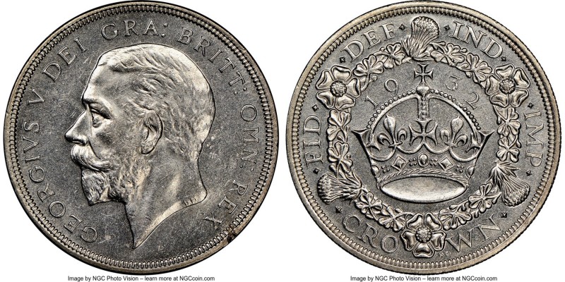 George V Crown 1932 MS63 NGC, KM836, S-4036. Mintage: 2,395. One of the semi-key...