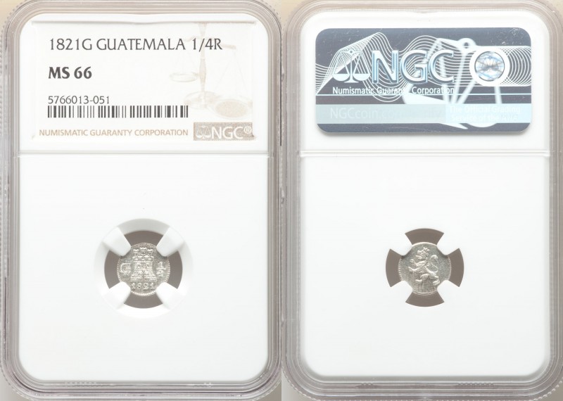 Ferdinand VII 1/4 Real 1821-G MS66 NGC, Nueva Guatemala mint, KM72.

HID098012...