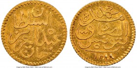 Ottoman Empire. Abdul Aziz with Muhammad al-Sadiq Bey gold 5 Piastres AH 1288 (1871/1872) MS61 NGC, Tunis mint (in Tunisia), KM169. First year of type...