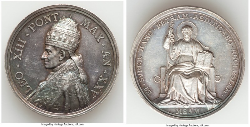 Papal States. Leo XIII silver "25th Anniversary of His Pontificate" Medal Anno X...