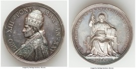 Papal States. Leo XIII silver "25th Anniversary of His Pontificate" Medal Anno XXV (1902) AU, Rinaldi-Unl. 43.4mm. 35.50gm. By F. Bianchi. LEO XIII PO...