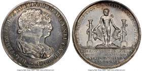 Ferdinand VII & Isabel silver "Marriage" Medal 1816-Dated MS61 NGC, Vives-323. REG FERDINANDVS ET ELISABET AVGVSTI CATHOLIC conjoined busts right / SV...