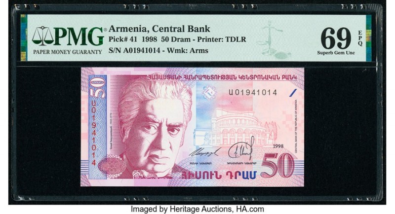 Armenia Central Bank 50 Dram 1998 Pick 41 PMG Superb Gem Unc 69 EPQ. 

HID098012...