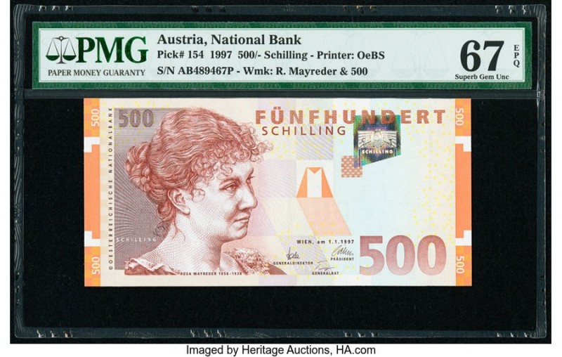Austria Austrian National Bank 500 Schilling 1.1.1997 Pick 154 PMG Superb Gem Un...