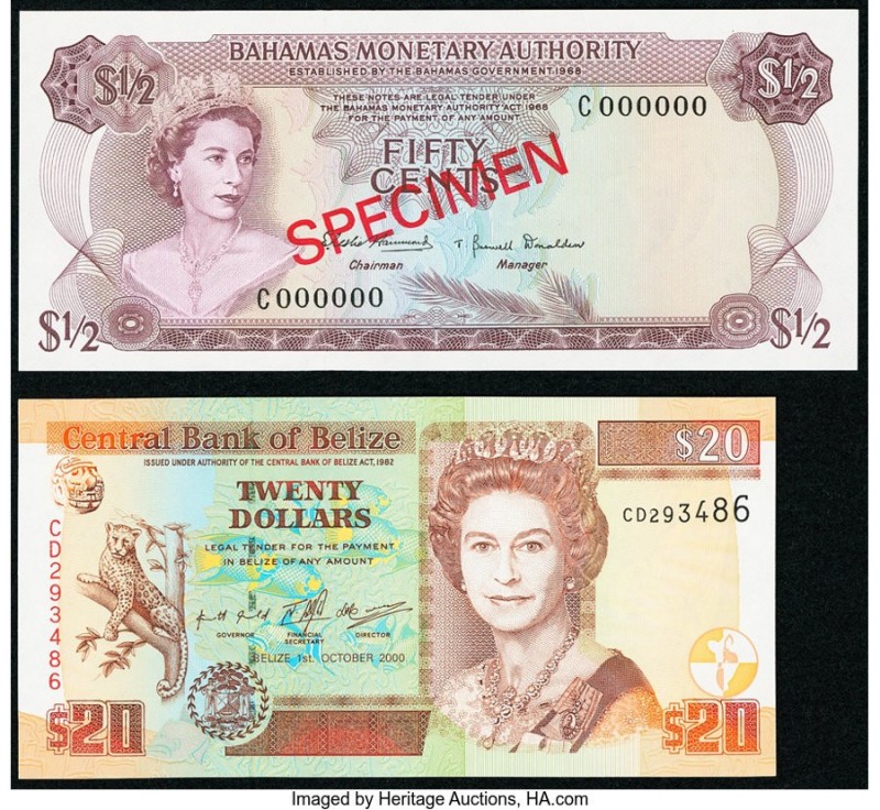 Bahamas Central Bank 20 Dollars 1974 (ND 1984) Pick 47s Specimen Crisp Uncircula...