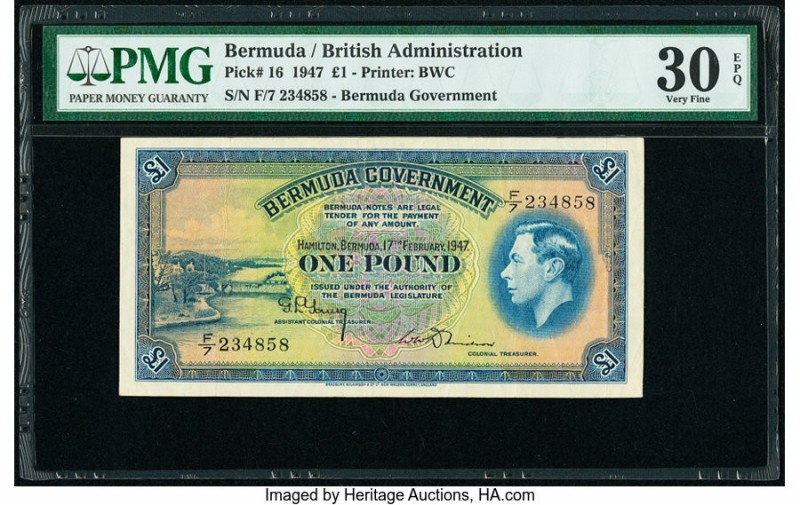 Bermuda Bermuda Government 1 Pound 17.2.1947 Pick 16 PMG Very Fine 30 EPQ. 

HID...