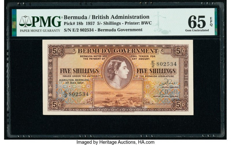 Bermuda Bermuda Government 5 Shillings 1.5.1957 Pick 18b PMG Gem Uncirculated 65...