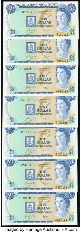 Bermuda Monetary Authority 1 Dollar 12.1.1976 Pick 28a* Seven Consecutive Replac...