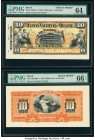 Brazil Banco Nacional 10 Mil Reis 8.3.1890 Pick S625fp; S625bp Front and Back Proofs PMG Choice Uncirculated 64; Gem Uncirculated 66 EPQ. Four POCs on...