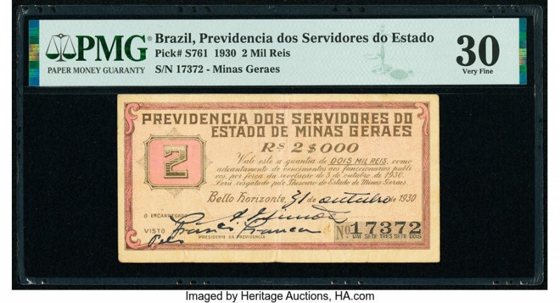 Brazil Previdencia dos Servidores do Estado 2 Mil Reis 31.10.1930 Pick S761 PMG ...