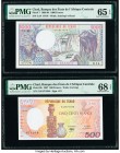 Chad Banque Des Etats De L'Afrique Centrale 500; 1000 Francs 1980-84; 1987 Pick 7; 9b Two Examples PMG Gem Uncirculated 65 EPQ; Superb Gem Unc 68 EPQ....