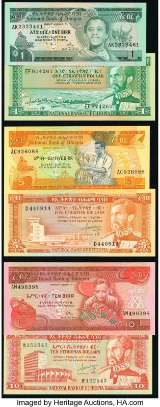 Ethiopia Group Lot of 6 Examples Very Fine-Crisp Uncirculated. Pinholes on (1966...