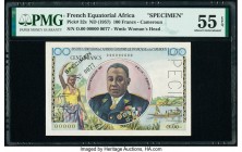 French Equatorial Africa Institut d'Emission de l'Afrique Equatoriale Francaise et du Cameroun 100 Francs ND (1957) Pick 32s Specimen PMG About Uncirc...