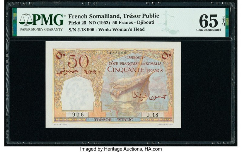French Somaliland Tresor Public, Cote Francaise des Somalis- Djibouti 50 Francs ...