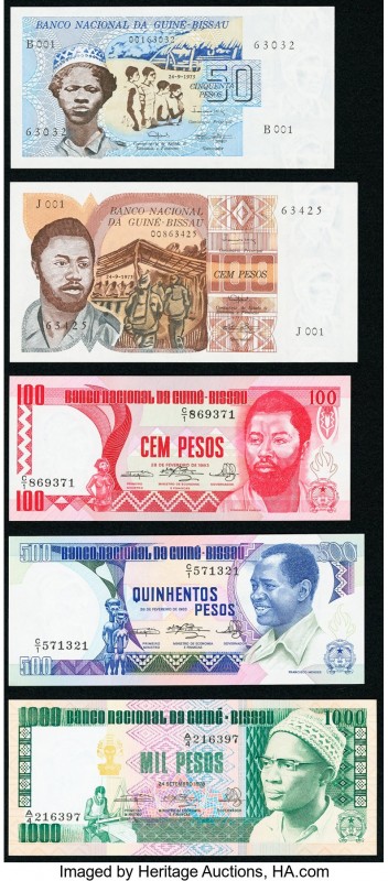 Guinea-Bissau Banco Nacional da Guine-Bissau Group Lot of 5 Examples Crisp Uncir...