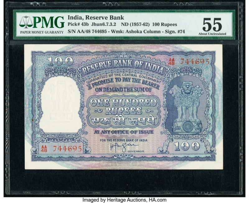 India Reserve Bank of India 100 Rupees ND (1957-62) Pick 43b Jhun6.7.3.2 PMG Abo...