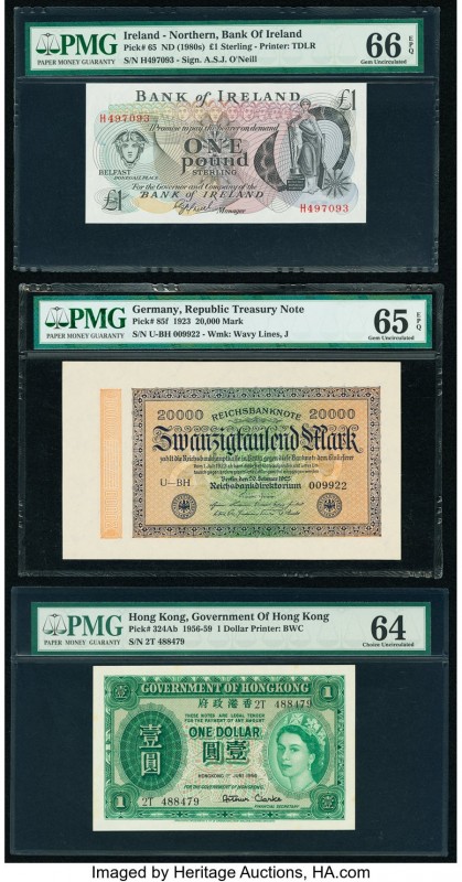 Ireland - Northern Bank of Ireland 1 Pound ND (1980s) Pick 65 PMG Gem Uncirculat...