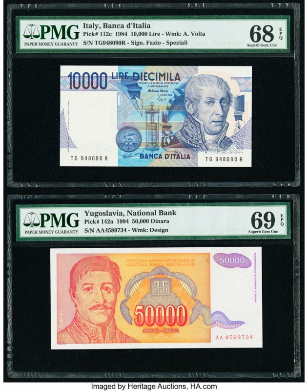 Italy Banca d'Italia 10,000 Lire 1984 Pick 112c PMG Superb Gem Unc 68 EPQ; Yugos...