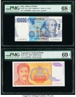 Italy Banca d'Italia 10,000 Lire 1984 Pick 112c PMG Superb Gem Unc 68 EPQ; Yugoslavia National Bank 50,000 Dinara 1994 Pick 142a PMG Superb Gem Unc 69...