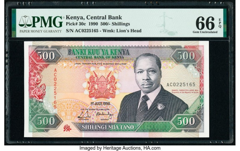 Kenya Central Bank of Kenya 500 Shillings 1.7.1990 Pick 30c PMG Gem Uncirculated...