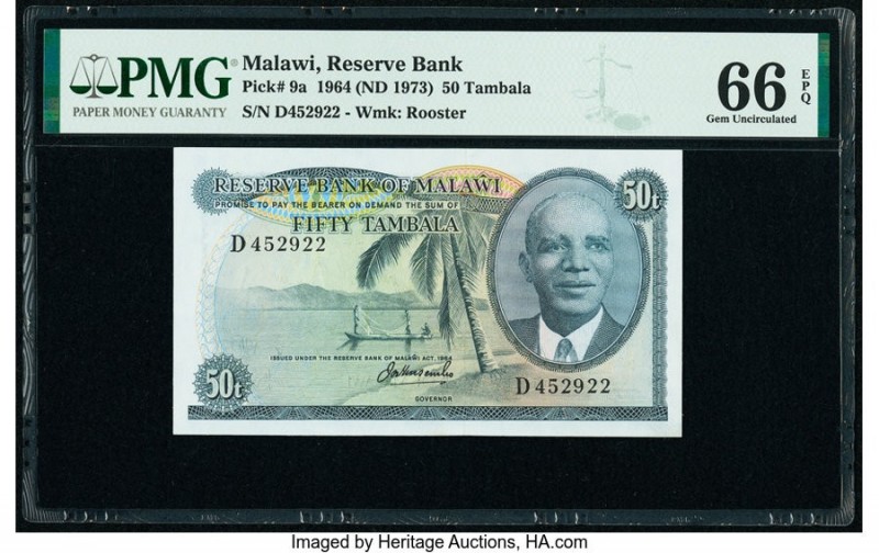 Malawi Reserve Bank of Malawi 50 Tambala 1964 (ND 1973) Pick 9a PMG Gem Uncircul...