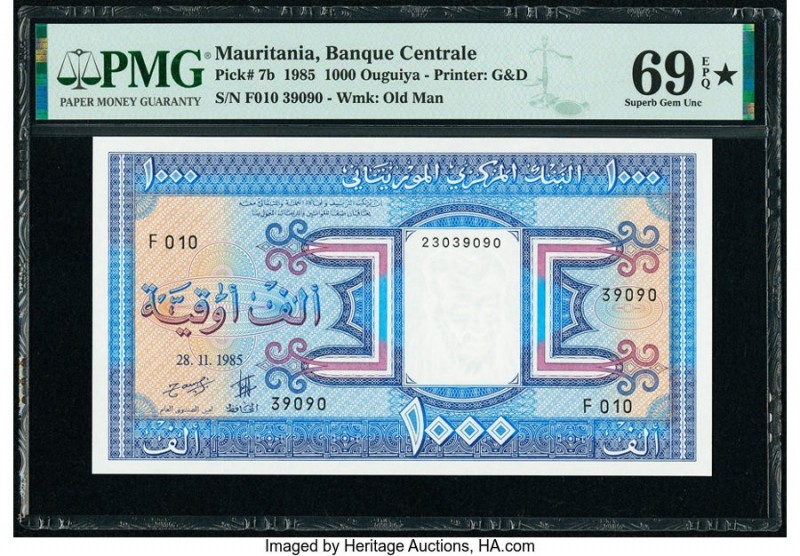 Mauritania Banque Centrale de Mauritanie 1000 Ouguiya 28.11.1985 Pick 7b PMG Sup...