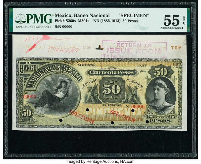 Mexico Banco Nacional de Mexicano 50 Pesos ND (1885-1913) Pick S260s Specimen PM...