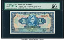 Nicaragua Banco Nacional de Nicaragua 1 Cordoba 1945 Pick 90b PMG Gem Uncirculated 66 EPQ. 

HID09801242017

© 2020 Heritage Auctions | All Rights Res...