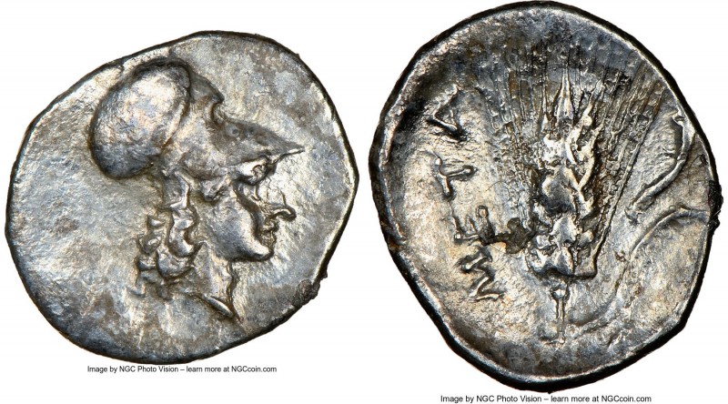 LUCANIA. Metapontum. Ca. 325-275 BC. AR diobol (13mm, 5h). NGC Choice VF, brushe...