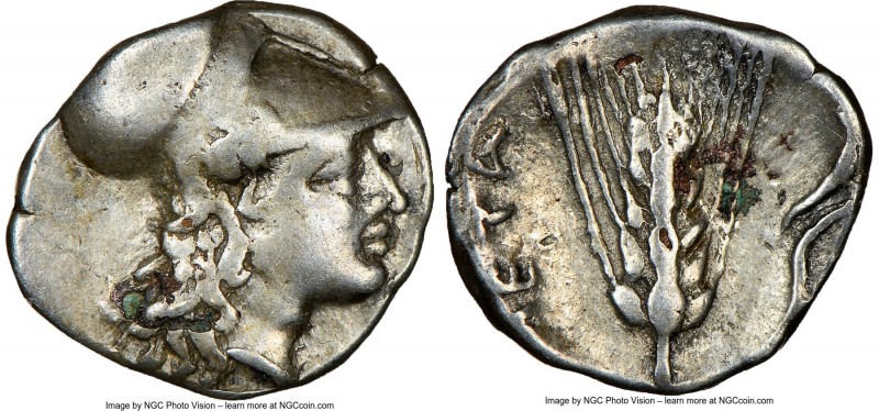 LUCANIA. Metapontum. Ca. 325-275 BC. AR/AE fourree diobol (11mm, 1h). NGC VF, co...