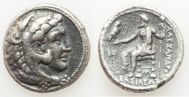 MACEDONIAN KINGDOM. Alexander III the Great (336-323 BC). AR tetradrachm (26mm, 16.58 gm, 6h). About VF, porosity, graffiti. Lifetime issue of Cilicia...