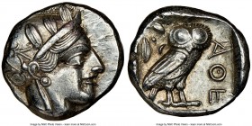ATTICA. Athens. Ca. 440-404 BC. AR tetradrachm (24mm, 17.19 gm, 7h). NGC AU 5/5 - 4/5. Mid-mass coinage issue. Head of Athena right, wearing crested A...