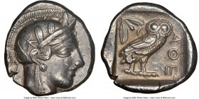 ATTICA. Athens. Ca. 440-404 BC. AR tetradrachm (26mm, 17.12 gm, 8h). NGC Choice XF 5/5 - 4/5. Mid-mass coinage issue. Head of Athena right, wearing cr...