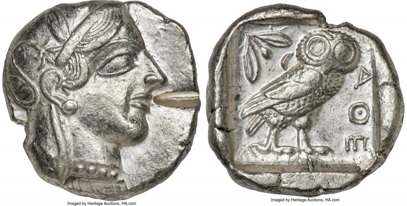 ATTICA. Athens. Ca. 440-404 BC. AR tetradrachm (25mm, 17.20 gm, 4h). XF. Mid-mas...