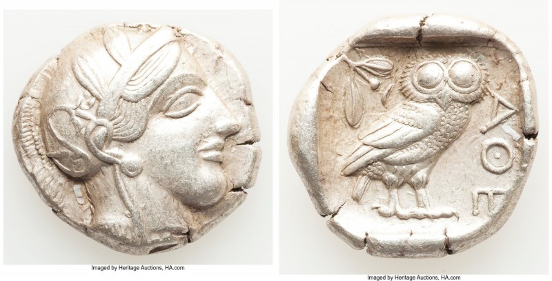 ATTICA. Athens. Ca. 440-404 BC. AR tetradrachm (26mm, 17.13 gm, 1h). XF. Mid-mas...