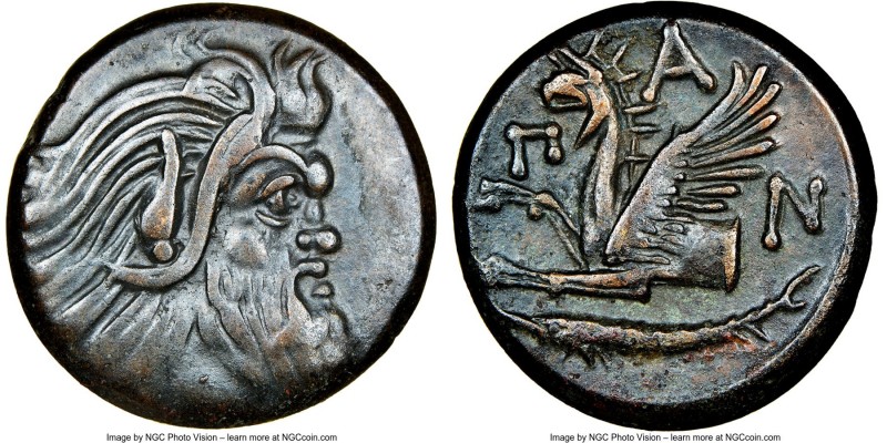 CIMMERIAN BOSPORUS. Panticapaeum. 4th century BC. AE (22mm, 11h). NGC Choice VF....