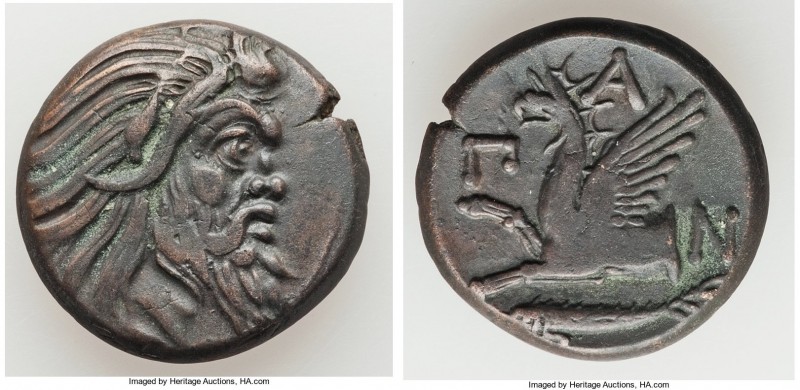 CIMMERIAN BOSPORUS. Panticapaeum. 4th century BC. AE (21mm, 7.23 gm, 12h). Choic...