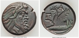 CIMMERIAN BOSPORUS. Panticapaeum. 4th century BC. AE (21mm, 7.23 gm, 12h). Choice VF. Head of bearded Pan right / Π-A-N, forepart of griffin left, stu...