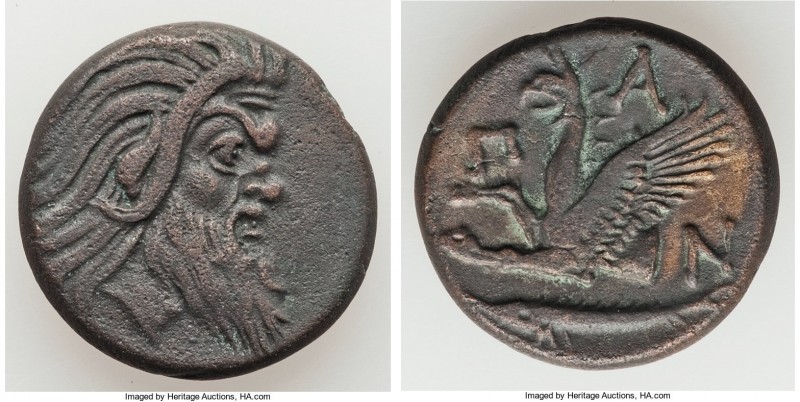 CIMMERIAN BOSPORUS. Panticapaeum. 4th century BC. AE (21mm, 7.24 gm, 11h). VF He...