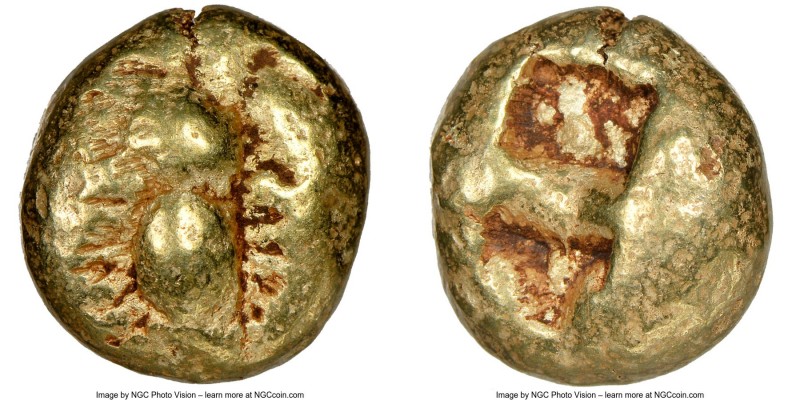 IONIA. Ephesus. Ca. 600-550 BC. EL third-stater or trite (12mm, 4.64 gm). NGC Ch...