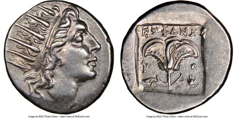 CARIAN ISLANDS. Rhodes. Ca. 88-84 BC. AR drachm (14mm, 2.55 gm, 11h). NGC AU. Pl...