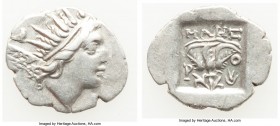 CARIAN ISLANDS. Rhodes. Ca. 88-84 BC. AR drachm (18mm, 1.72 gm, 11h). Choice VF. Plinthophoric standard, Maes, magistrate. Radiate head of Helios righ...