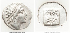 CARIAN ISLANDS. Rhodes. Ca. 88-84 BC. AR drachm (16mm, 3.03 gm, 12h). Choice VF. Plinthophoric standard, Callixei(nos), magistrate. Radiate head of He...