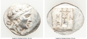 LYCIAN LEAGUE. Masicytes. Ca. 48-20 BC. AR hemidrachm (17mm, 1.81 gm, 12h). Choice AU. Series 3. Laureate head of Apollo right; Λ-Y below / M-A, citha...
